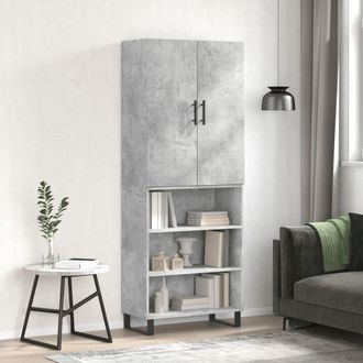 vidaXL Vidaxl - Aparador Alto Madera Contrachapada Gris Hormig&oacute;n 69,5x34x180 Cm