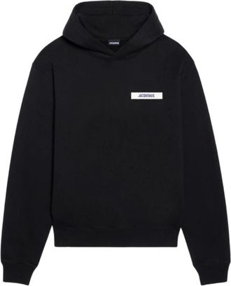 Jacquemus Hoodies & sweatvesten, Heren, Zwart, 2Xl, Katoen, Zwarte Gros Grain Logo Hoodie