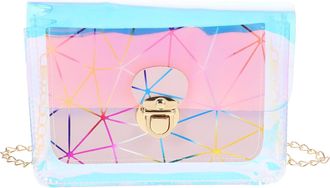 Supvox Mini Jelly Shoulder Bag for Women, Laser Pink Crossbody Handbag Adjustable Chain Strap, Small Fashion Purse for Daily and Travel Use