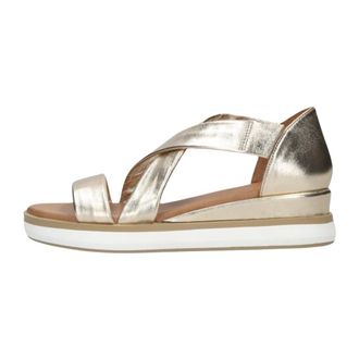 Inuovo Inuovo, Schoenen, Dames, Geel, 40 EU, Leer, Gouden Leren Sandalen Stijlvol Model