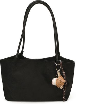 Generic PU Leather Tote Bag with Pendant Shoulder Bag Large Handbag for Women (Black)