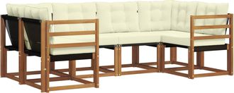 vidaXL Conjunto De Sof&aacute;s De Exterior 6 Uds. Natural Y Crema Vidaxl
