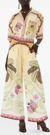 Camilla Aswan broek met abstracte print - Beige