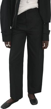 Mango Barrel Cotton & Linen Pants in Black at Nordstrom, Size 10