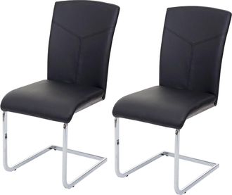 Hhg Hhg - Nunca Usado] Juego De 2 Sillas De Comedor 524, Cantilever Silla De Cocina Silla De Conferencia, Imitaci&oacute;n De Cuero, Negro