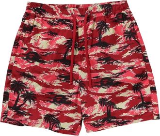 A Bathing Ape Palm Tree Camo Relaxed Fit Beach Shorts Red 1L30-153-312-RED