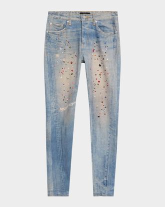 Purple Men & apos;s P001 Jewel Print Skinny Jeans