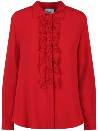 Nude Blouse met ruches - Rood