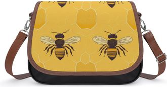 Generic Honeybee Crossbody Bags for Women Fashion Leather Shoulder Handbags With Adjustable Strap