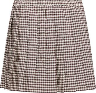 Moncler Moncler Vichy Cotton Blend Pleated Mini Skirt, Women, Multicolor, Size: Xs