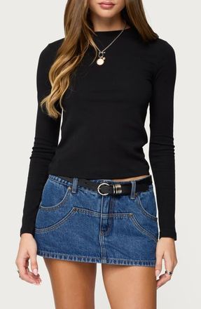 Edikted Kiyan Long Sleeve T-Shirt in Black at Nordstrom, Size X-Small