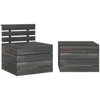 vidaXL Muebles De Jard&iacute;n De Palets 2 Piezas Madera De Pino Gris Oscuro Vidaxl