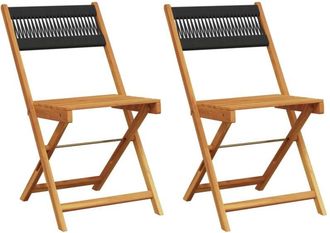 vidaXL Vidaxl - Bistro Chairs 2 pcs Black Solid Wood Acacia and Rope