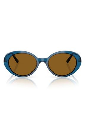 Oliver Peoples Lumar 51mm Oval Sunglasses in Tetsukon Blue /True Brown at Nordstrom