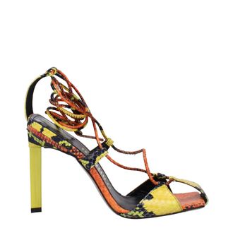 The Attico Orange Leather Stiletto Heel Womens Sandals