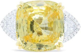 Diana M. Jewels Fine Jewelry 18K 25.93 Ct. Tw. Diamond & Yellow Sapphire Three-Stone Ring