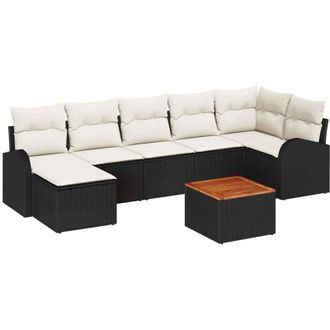 vidaXL Vidaxl - Conjunto De Sof&aacute; De Jard&iacute;n 8 Pcs Negro, Blanco