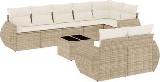 vidaXL Set De Sof&aacute;s De Jard&iacute;n 9 Pzas Con Cojines Rat&aacute;n Sint&eacute;tico Beige Vidaxl