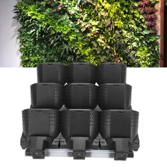 Infinite Macetero Vertical Modular De Pared Con 9 Compartimentos, 49,5 Cm, Macetero De Pared De Pp Para Frutas Y Verduras, Negro, Juego De 3