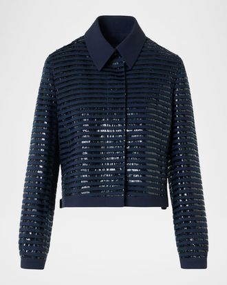 Akris Peer Metallic Fringed Single-Breasted Jacket