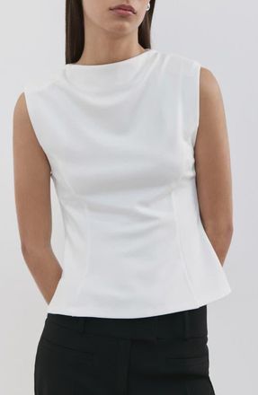 Mango Sleeveless Flare Top with Shoulder Pads in Off White at Nordstrom, Size Xx-Small