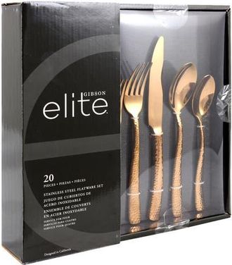 Gibson Home Stonehenge 20 Piece Flatware Set Gold in Metallic Gold at Nordstrom