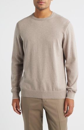 Jack Victor Grassi Crewneck Cotton & Cashmere Sweater in Khaki at Nordstrom, Size Xx-Large