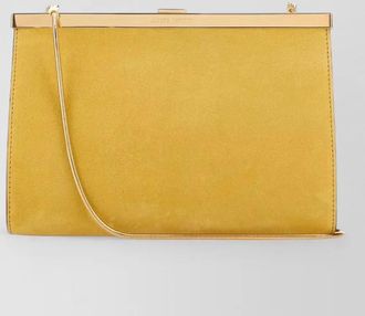 Alberta Ferretti suede clutch bag structured silhouette chain strap