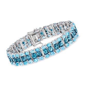 Ross-Simons Tonal Blue and White Topaz Bracelet in Sterling Silver