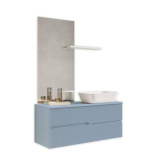 Aquadesign Mueble de ba&ntilde;o 4 piezas en mdf azul tiffany