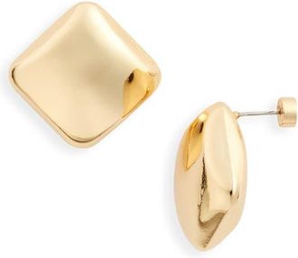 Nordstrom Puffed Square Button Stud Earrings in Gold at Nordstrom