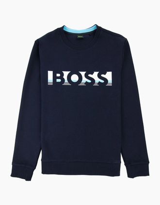 HUGO BOSS Mens Hugo Boss Salbo 1 Crew Neck Sweat Navy 403 - Black - Size: XL