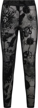 Philipp Plein Tulle Leggings Flock Butterfly Tattoo - Dames - Leggings - Zwart - S - Broeken