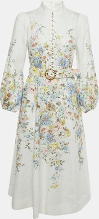 Zimmermann White Floral Print Linen Matchmaker Midi Dress
