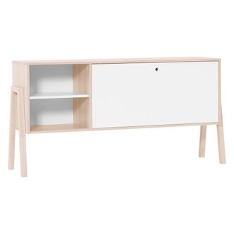 Calicosy Aparador 1 puerta abatible y 2 cajas 160 cm - Blanco y Beige