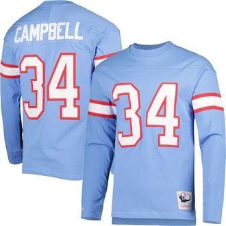 Mitchell & Ness Mens Mitchell & Ness Earl Campbell Light Blue Houston Oilers 1984 Retired Player Name & Number Long Sleeve T-Shirt at Nordstrom, Size Medium