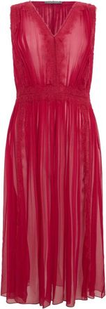 Alberta Ferretti Mouwloze Midi Jurk - Dames - Casual kleedjes - Rood - S - Leer - Kleedjes