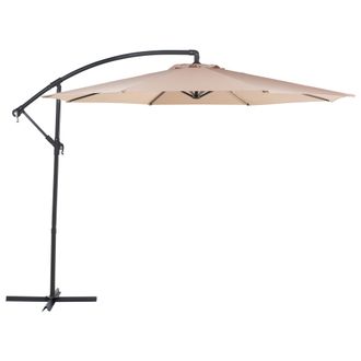 Beliani Beliani - Sombrilla De Jard&iacute;n De Tela Beige Arena &Oslash; 300 X 240 Cm Plegable Estilo Moderno