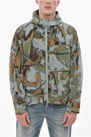 Woolrich Patterned Nylon Windbreaker with Hood size M