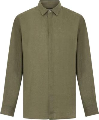 Roberto Cavalli Militaire Groene Linnen Overhemd - Heren - Casual Overhemden - Groen - 2XL - Linnen - Overhemden