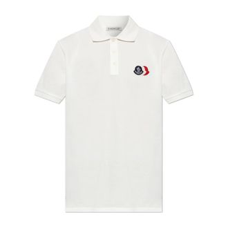Moncler Polo Shirts, male, White, Size: 2XL Polo Shirt With Logo Patch