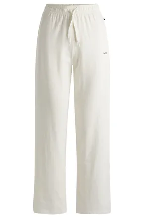 HUGO BOSS Pyjamahose BOSS CI Pants, Damen, Gr. XL, N-Gr, weiss (open wei&szlig; 119), Jersey, Obermaterial: 95% Baumwolle, 5% Elasthan, unifarben, ausgestellt lang, H