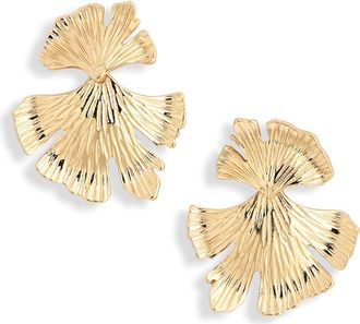 Nordstrom Rack Textured Leaf Drop Earrings in Gold at Nordstrom Rack