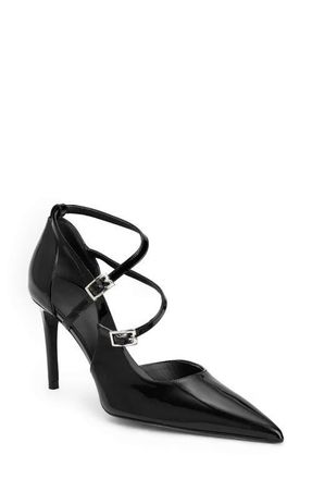 Bruno Magli Primavera Strappy Pointed Toe Pump in Black Patent at Nordstrom, Size 10.5