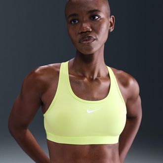 Nike Womens Swoosh Medium Support Padded Sports Bra in Yellow | DX6821-736