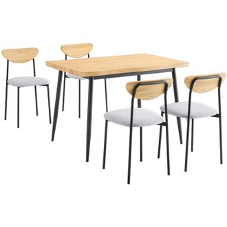 SoBuy SoBuy OGT52-N Set Tavolo da Pranzo 5 Pezzi con 4 Sedie Comode, Tavolo da Cucina Compatto per Piccoli Spazi, Tavolo con Sedie Ideale per Sala da