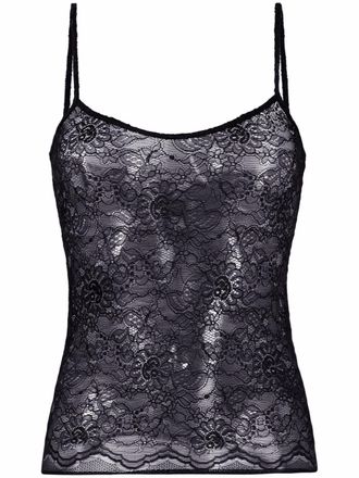 Patrizia Pepe floral-lace vest - Black