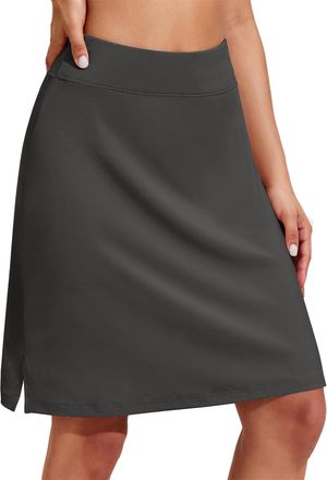 Generic Womens 20 Knee Length Skorts Skirts, Golf Quick Dry Tummy Control Long Skort, Athletic Skort Lightweight Tennis Skirt (Dark Gray,XL)