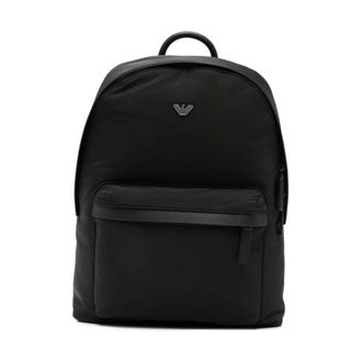 Emporio Armani Rugzak met metalen logo - Heren - Tassen - Zwart - Maat: ONE Size