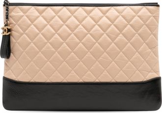 Chanel Pre-owned Womens Gabrielle Flap Bag Quilted Clutch - Peach Leather - One Size